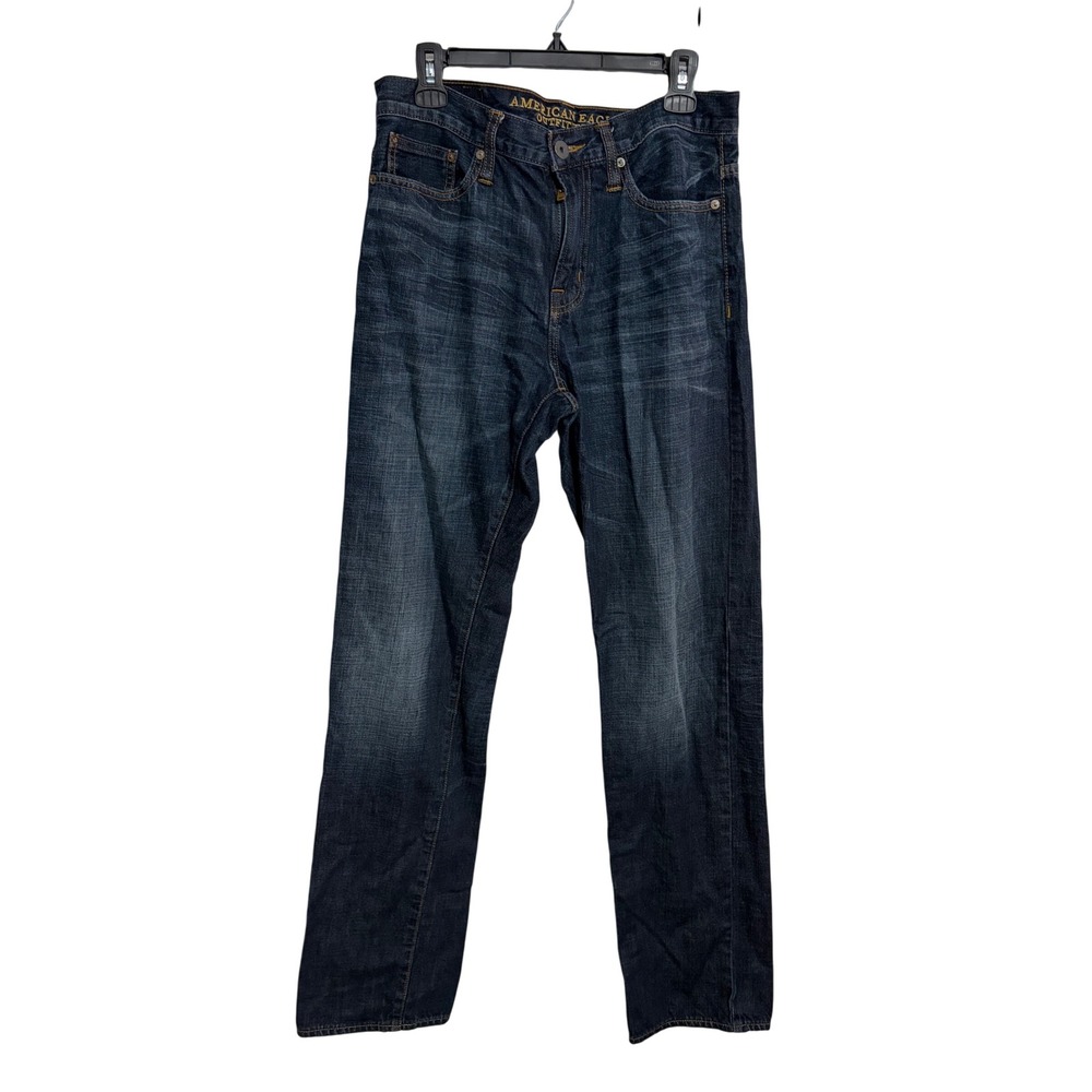 American Eagle Relaxed Straight Jeans Dark Wash Denim 30x34 Casual Classic Mens